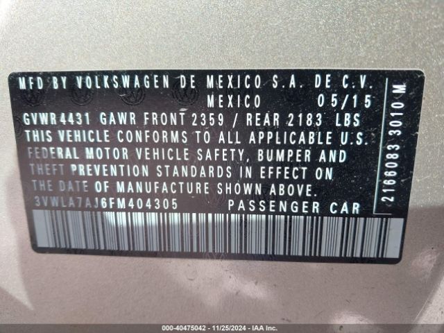 3VWLA7AJ6FM404305 Volkswagen Jetta 2.0l Tdi Se