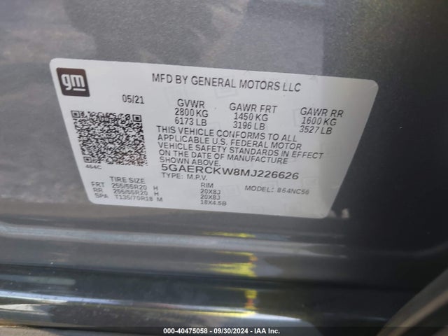 5GAERCKW8MJ226626 Buick Enclave Fwd Premium