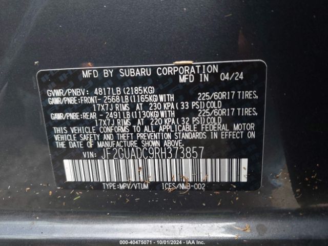JF2GUADC9RH373857 Subaru Crosstrek Premium