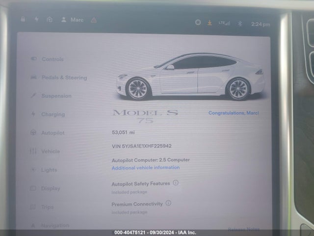 2017 TESLA MODEL S 5YJSA1E1XHF225942 Photo 6