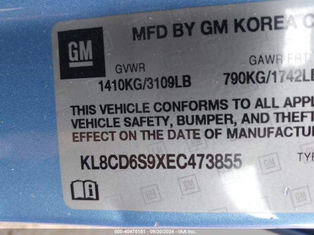 KL8CD6S9XEC473855 Chevrolet Spark 1lt Auto
