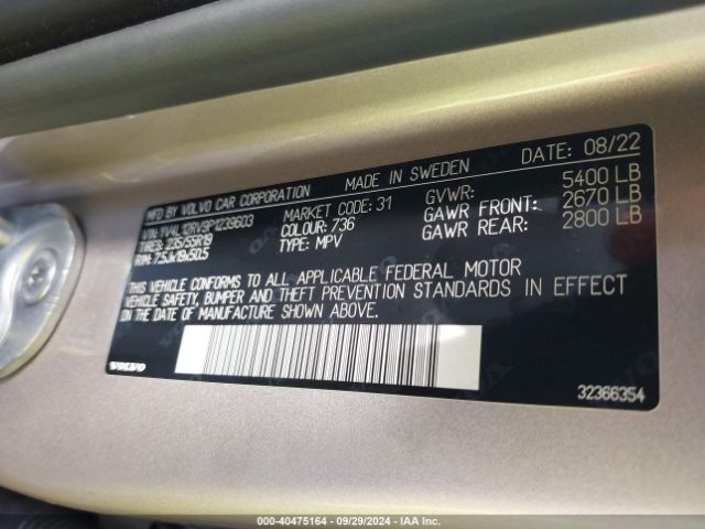 YV4L12RV9P1239603 Volvo Xc60 B5 Core