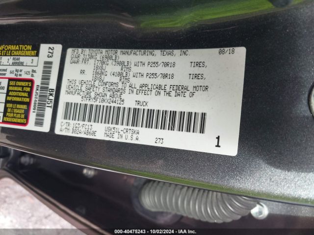 5TFRY5F10KX244125 Toyota Tundra Sr5 5.7l V8