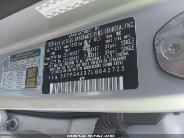 5XYPG4A37LG642725 KIA Sorento 2.4l L
