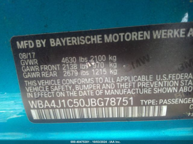 WBA4J1C50JBG78751 BMW 430i Gran Coupe