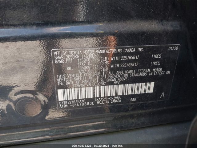 2T3W1RFV8LC050287 Toyota Rav4 Xle