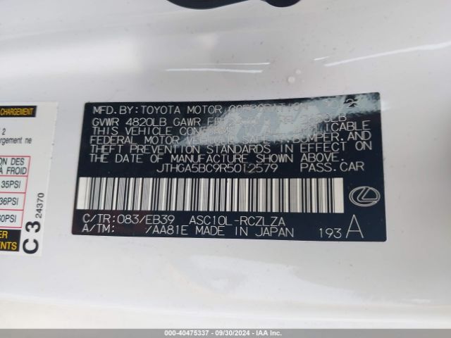 JTHGA5BC9R5012579 Lexus Rc 300 F Sport