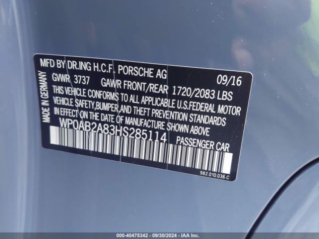 WP0AB2A83HS285114 Porsche 718 Cayman S