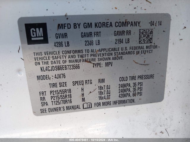 Buick Encore Premium 2014 KL4CJDSB6EB723566 Image 9