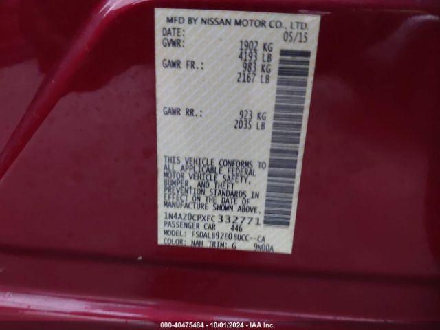 1N4AZ0CPXFC332771 Nissan LEAF S