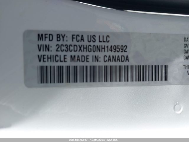 2C3CDXHG0NH149592 Dodge Charger Gt Rwd