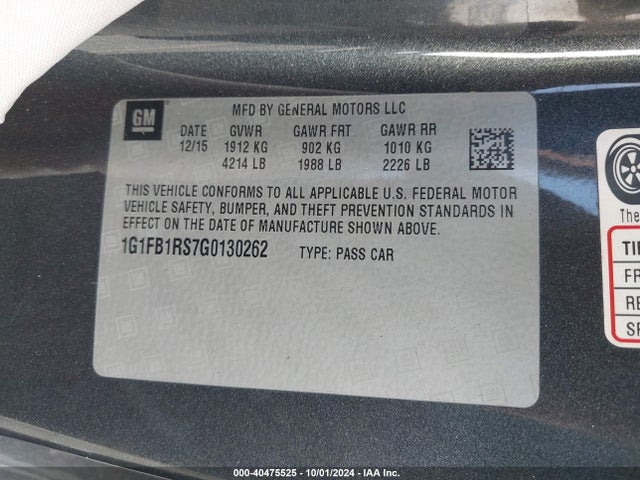 Chevrolet Camaro 1lt 2016 1G1FB1RS7G0130262 Image 9