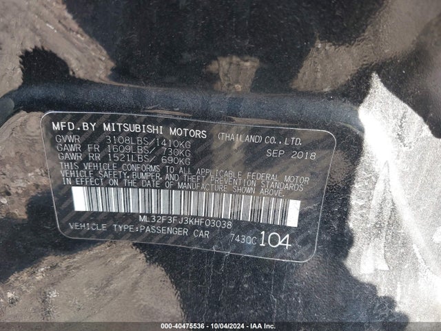 Mitsubishi Mirage G4 Es 2019 ML32F3FJ3KHF03038 Image 9