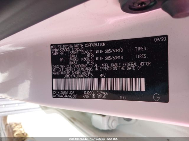 2021 TOYOTA LAND CRUISER JTMCY7AJXM4097812 Photo 8