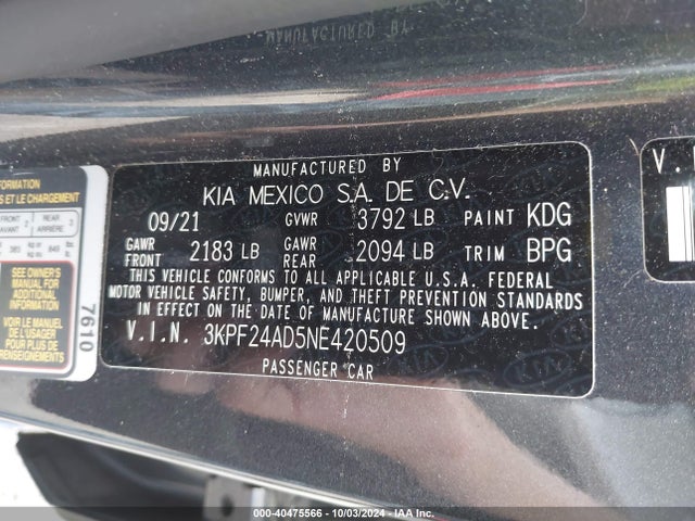 KIA Forte Lxs 2022 3KPF24AD5NE420509 Image 9
