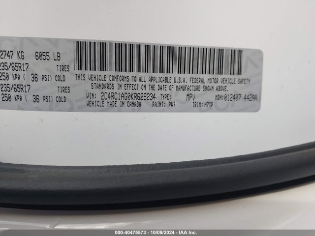 Chrysler PACIFICA L 2019 2C4RC1AG0KR629234 Image 9