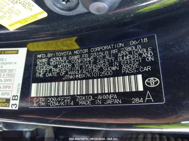 JTNKHMBX7K1012500 Toyota C-HR XLE