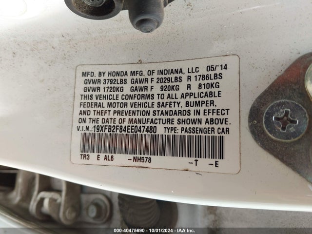 Honda CIVIC EX 2014 19XFB2F84EE047480 Image 9