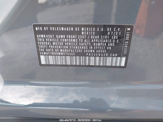 3VW6T7BU5MM070300 Volkswagen Jetta Gli 2.0t Autobahn/2.0t S