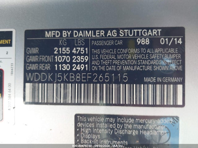 WDDKJ5KB8EF265115 Mercedes-Benz E 350