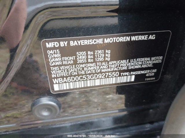 WBA6D0C53GD927550 BMW 640i Gran Coupe