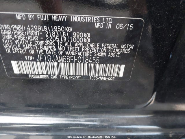 JF1GJAM68FH018455 Subaru Impreza 2.0i Limited