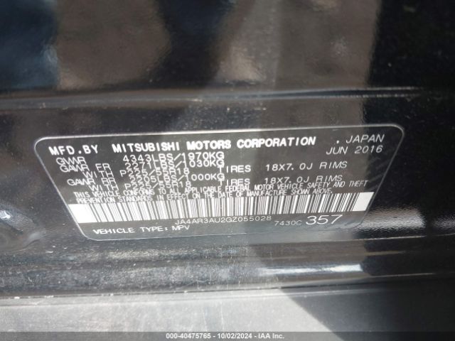 JA4AR3AU2GZ055028 Mitsubishi Outlander Sport 2.0 Es