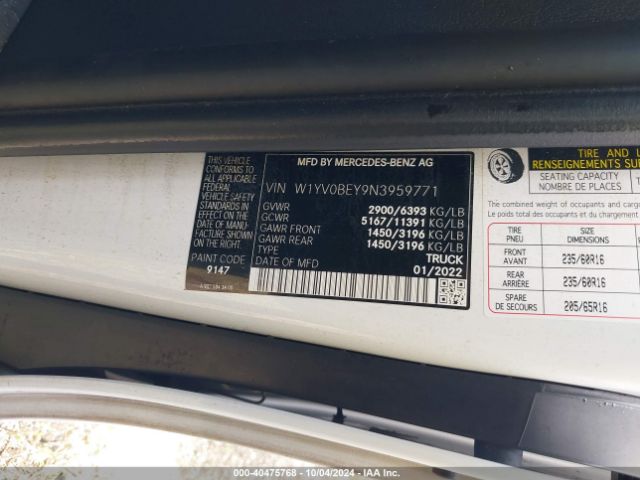 2022 MERCEDES-BENZ METRIS W1YV0BEY9N3959771 Photo 8