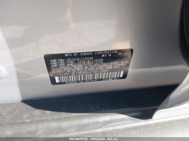 JF1VBAF64P9812897 Subaru Wrx Premium