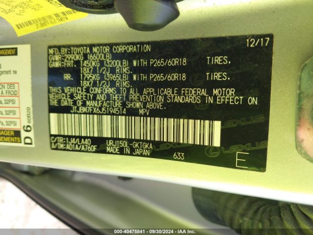 JTJBM7FX6J5194514 Lexus 460