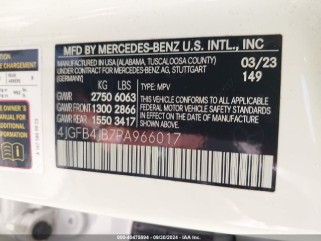 4JGFB4JB7PA966017 Mercedes-Benz GLE 350