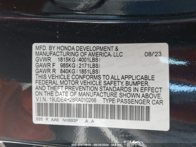 19UDE4H28RA010266 Acura Integra