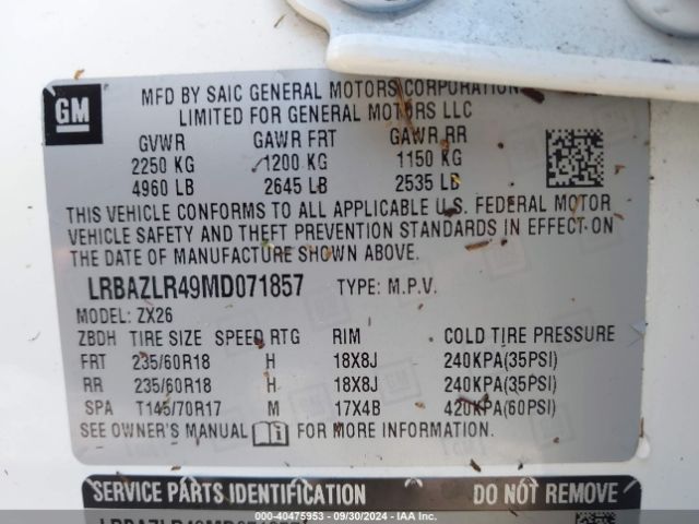 LRBAZLR49MD071857 Buick Envision Fwd Preferred