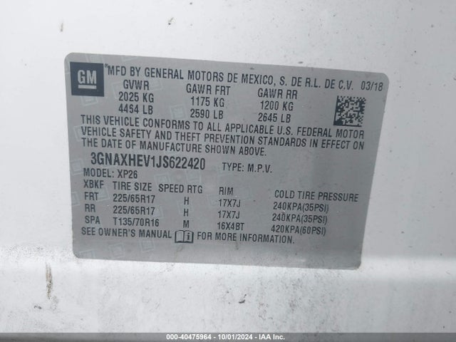 Chevrolet EQUINOX LS 2018 3GNAXHEV1JS622420 Image 9