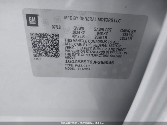 1G1ZB5ST0JF265045 Chevrolet Malibu 1ls