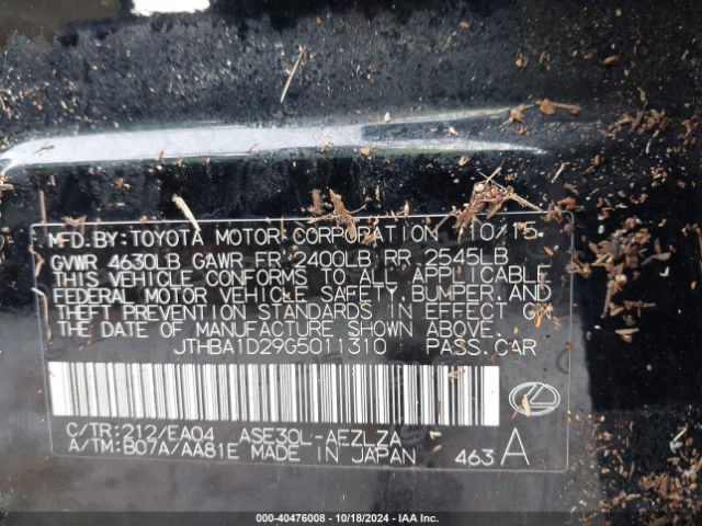 JTHBA1D29G5011310 Lexus IS 200T
