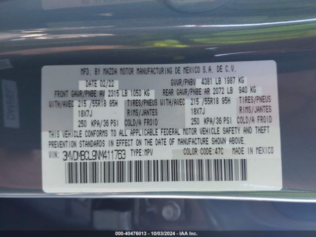 3MVDMBCL9NM411763 Mazda Cx-30 Carbon Edition
