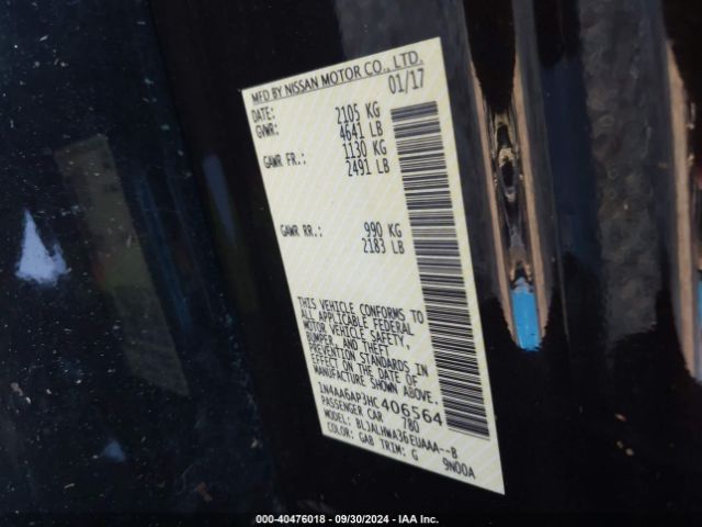 1N4AA6AP3HC406564 Nissan Maxima 3.5 Platinum