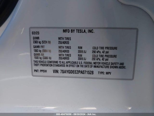 2023 TESLA MODEL Y 7SAYGDEE2PA071528 Photo 8