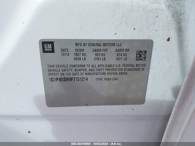 Chevrolet Cruze Ls Auto 2015 1G1PA5SH9F7151214 Image 9