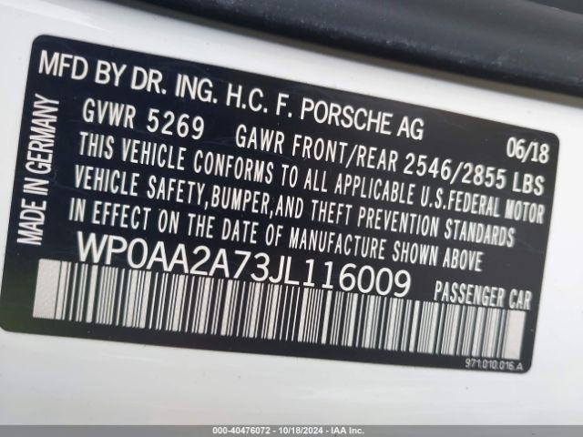 WP0AA2A73JL116009 Porsche PANAMERA 4