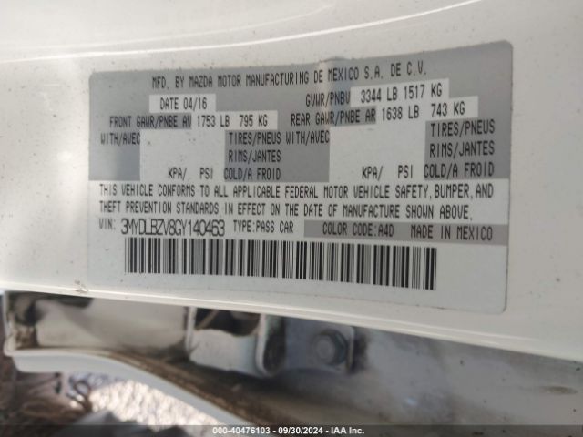 3MYDLBZV8GY140463 Scion IA