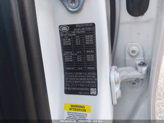 SALZP2FX4MH141544 Land Rover Range Rover Evoque Se