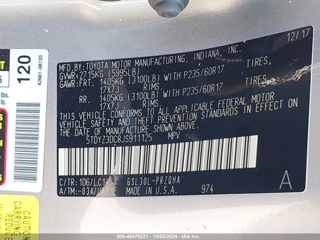 Toyota Sienna Xle 8 Passenger 2018 5TDYZ3DC8JS911125 Image 9