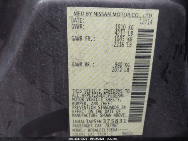 1N4AL3AP5FN375831 Nissan Altima
