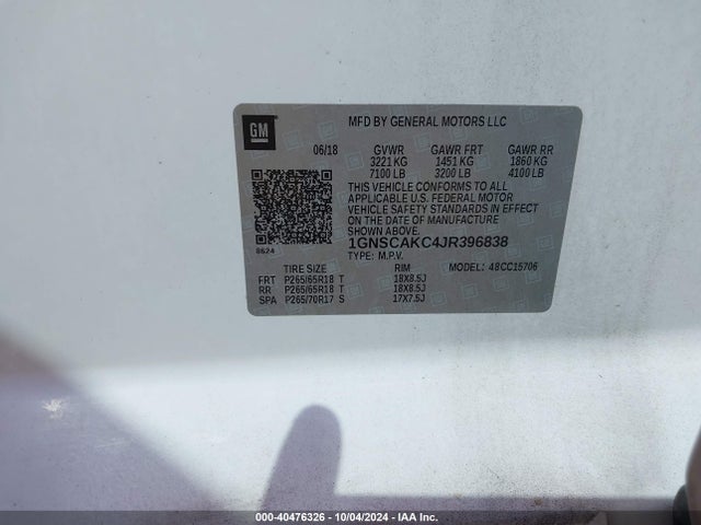 Chevrolet Tahoe Ls 2018 1GNSCAKC4JR396838 Image 9