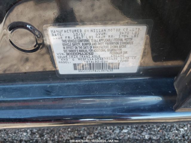 3N1CE2CP8JL357632 Nissan Versa Note Sv