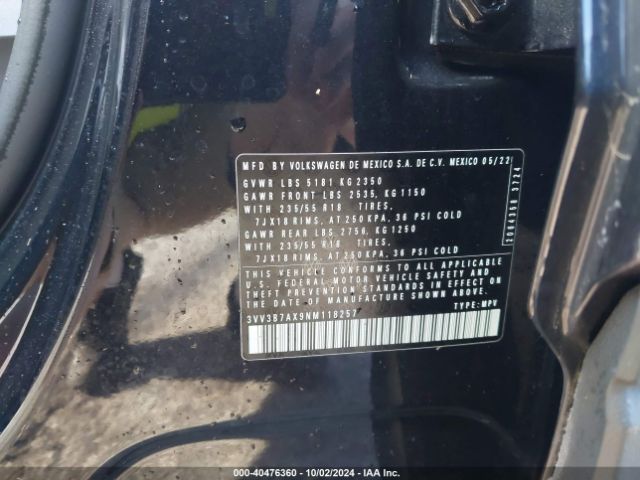 3VV3B7AX9NM118257 Volkswagen Tiguan 2.0t Se