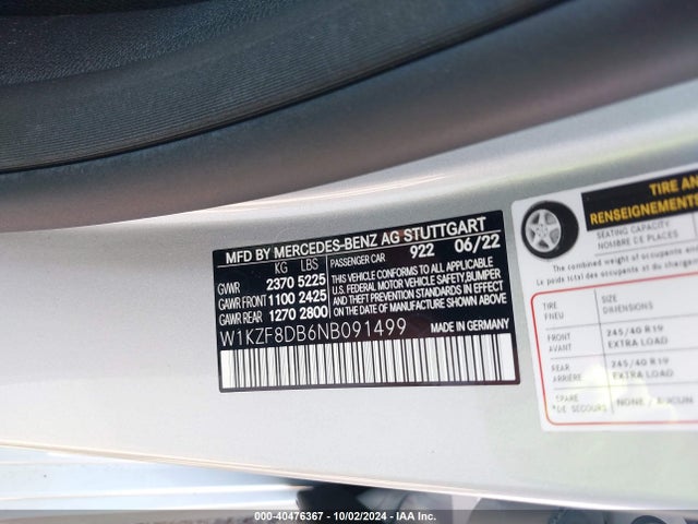 W1KZF8DB6NB091499 Mercedes-Benz E 350