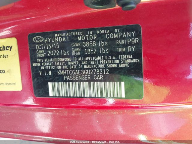 KMHTC6AE3GU278312 Hyundai Veloster Turbo